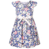 SMILING PINKER Toddler Girls Flutter Sleeve Floral Dress with Bow Belt