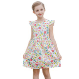 SMILING PINKER Girls Floral Ruffle Sleeve Belted Dress