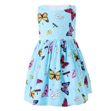SMILING PINKER Girls Sleeveless Dresses Cute Butterfly Print Summer Cotton Dress