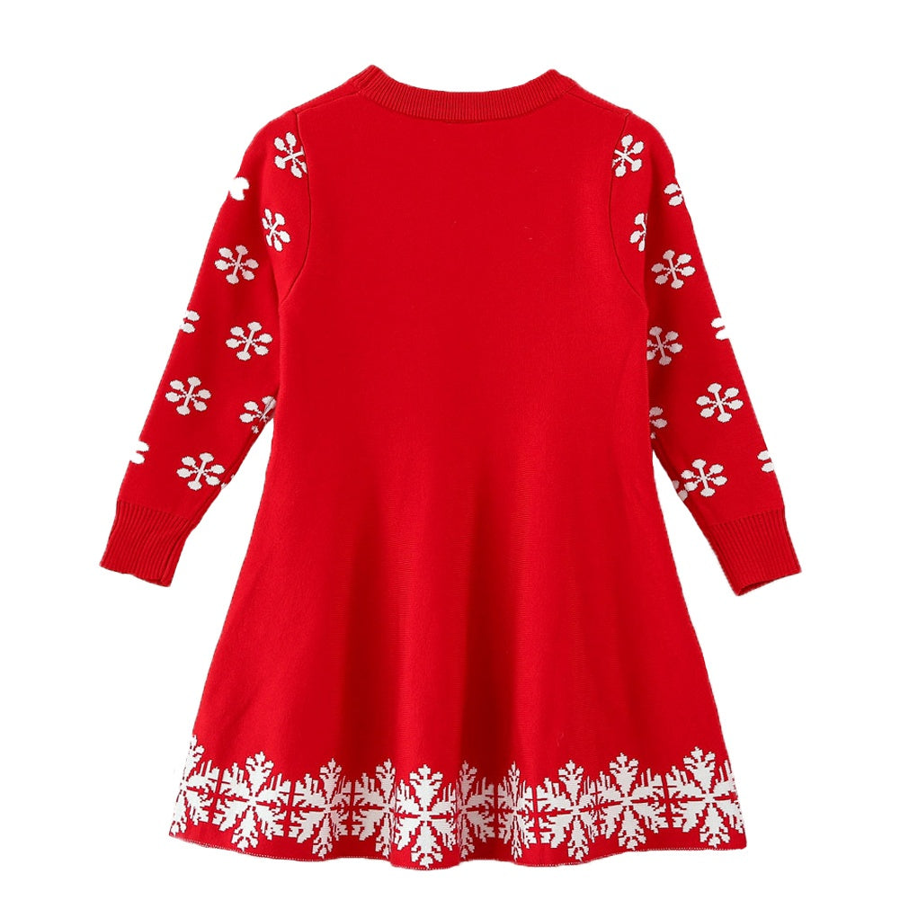 Christmas Red Knit Dress - Back View