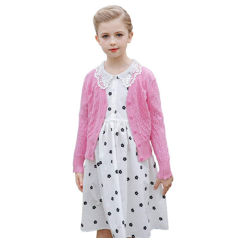 Girls Heart Cropped Cardigan pink