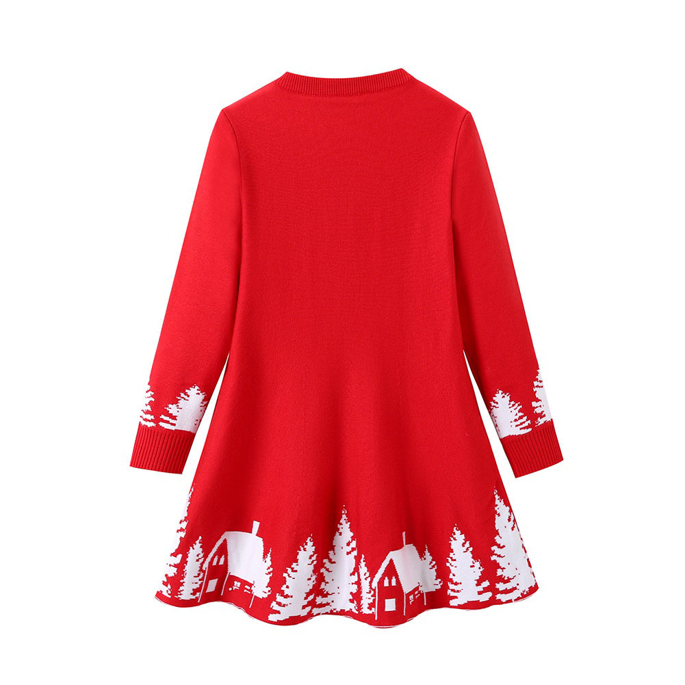 Smiling Pinker Girls Christmas Sweater Reindeer Santa Knit Dress 2-3T / Red Smiling Pinker Girls Christmas Sweater Reindeer Santa Knit Dress 2-3T / Red