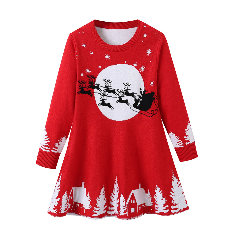 Smiling Pinker Girls Christmas Sweater Reindeer Santa Knit Dress 2-3T / Red Smiling Pinker Girls Christmas Sweater Reindeer Santa Knit Dress 2-3T / Red