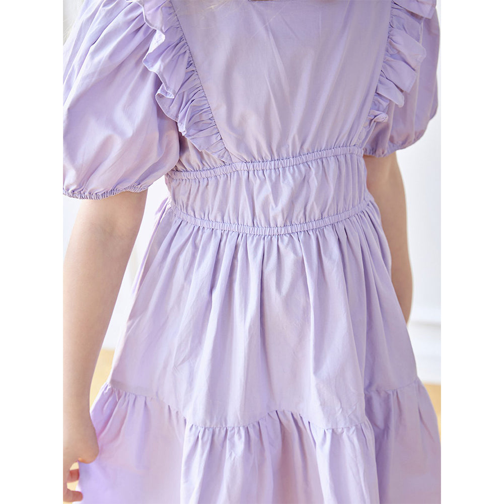 smiling pinker dress SMILING PINKER Girls Square Neck Ruffle Sleeve Tiered Dress 4 T / Purple