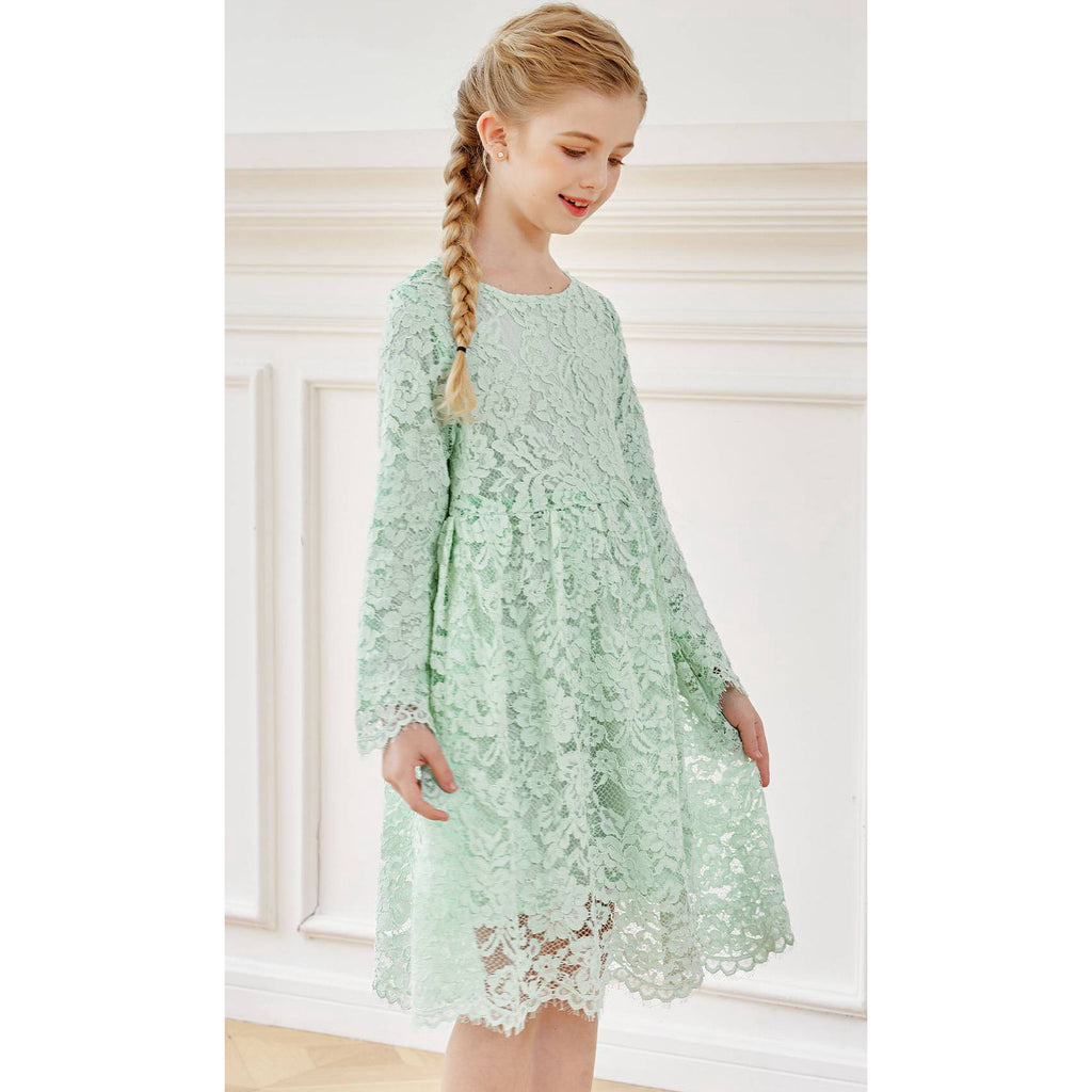 girls long sleeve lace dress 2Bunnies Girls' 12M-12yr Peony Lace Maxi Flower Girl Dress Black sleeveless 4T