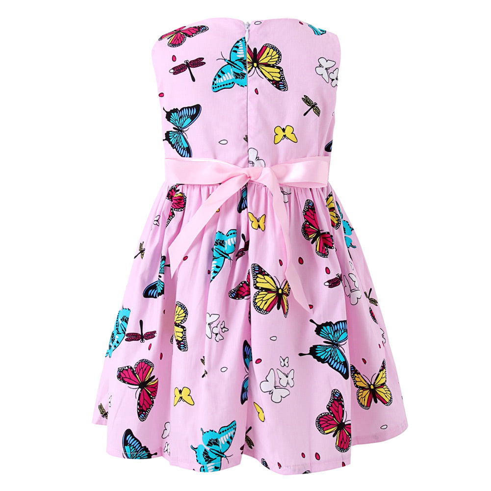 SMILING PINKER Girls Dresses Summer Sleeveless Butterfly Cotton Dress 5-6 / pink SMILING PINKER Girls Dresses Summer Sleeveless Butterfly Cotton Dress 5-6 / pink