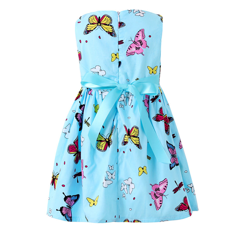 Girls summer dress - blue - back