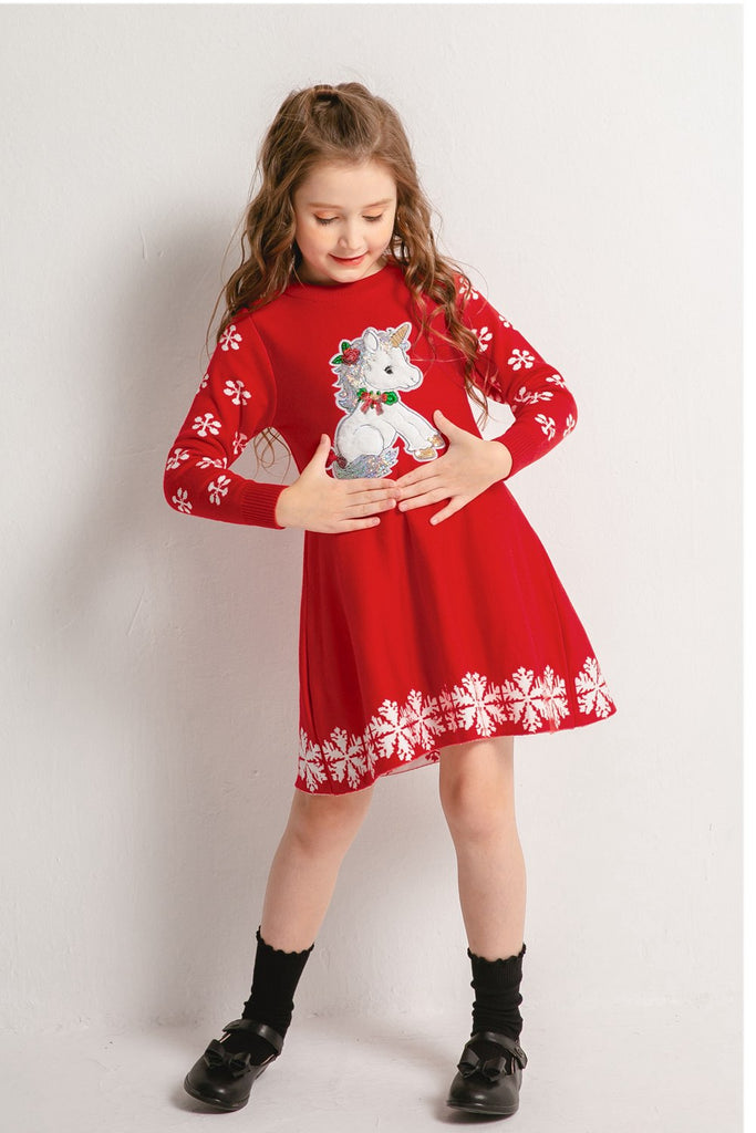 unicorn christmas dress Green Unicorn Christmas Dress