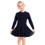 Girls Pleated Dress - navy blue