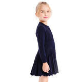 Girls Pleated Dress - navy blue - side