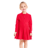 Girls Pleated Dress - red