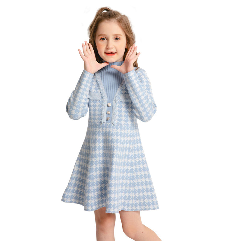 Girls dress sweater - blue - front