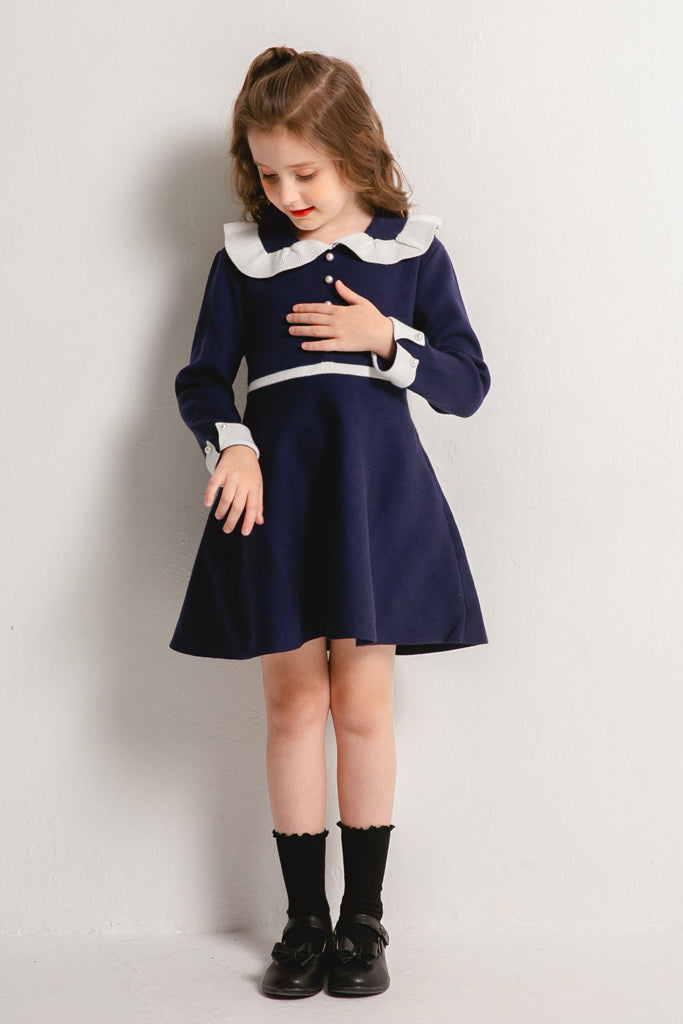 School girl dress - cute ruffled collar